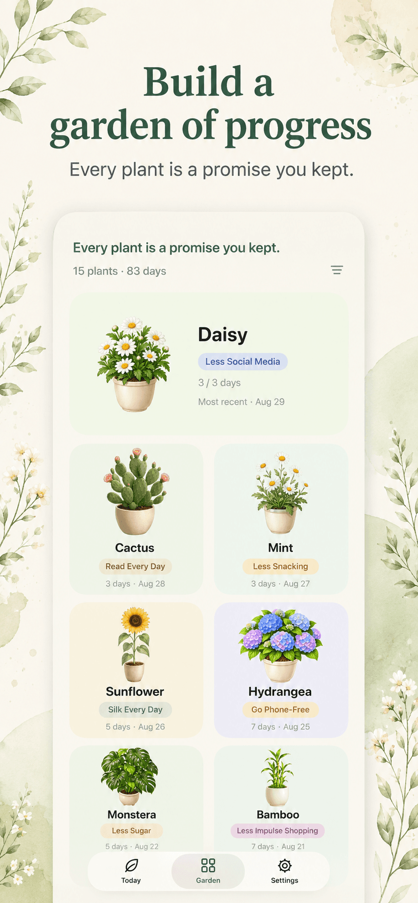 Build a garden of progress in GrowGrow